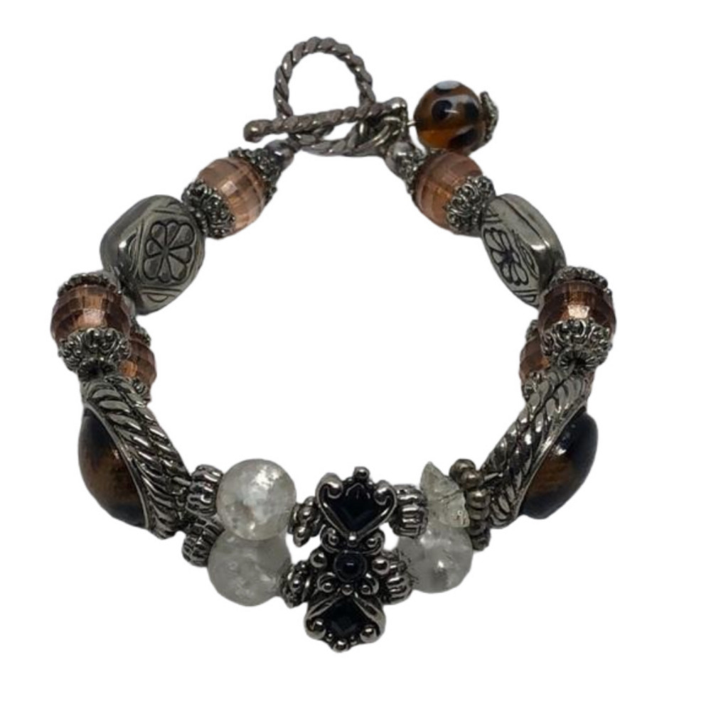 ๐
บVintage artisan dark romantic bracelet with sterling silver clasp read